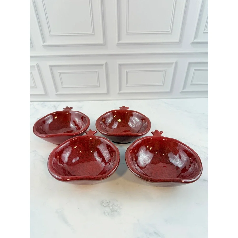VTG Set of 4 Pottery Barn Pomegranate Shaped Bowls 5